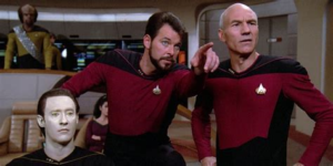 Picture of Picard Data and Riker